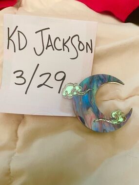 Kimchi And Coconut Iridescent Moon-Shape Brooch in Blue-Purple